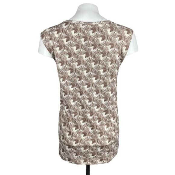 NWT KATE QUINN Forest Pine Print Half Button Up Short Sleeve Top Sz Large - Picture 2 of 6